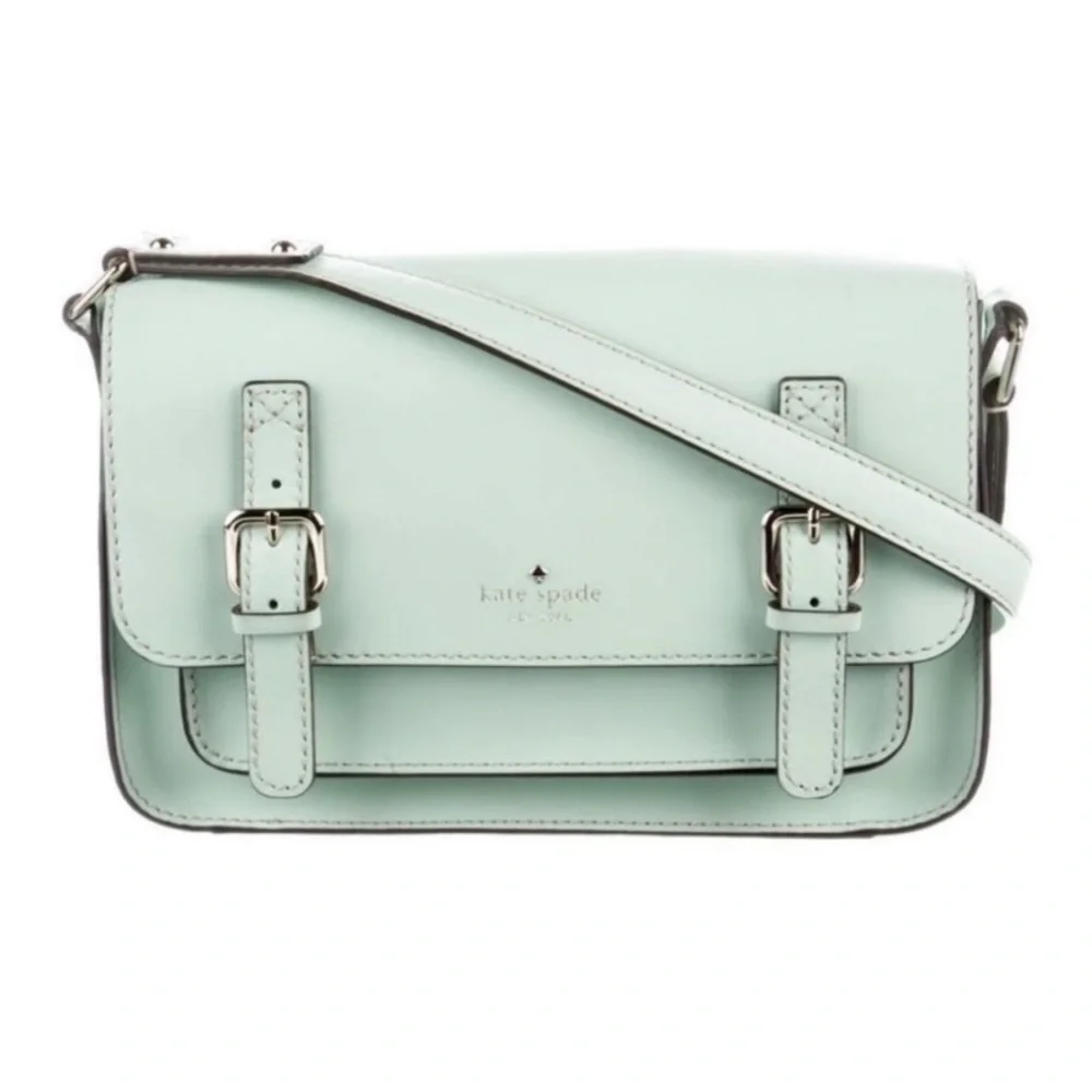 Kate Spade Essex Scout Faded Mint Genuine Leather Crossbody Satchel Flap Bag